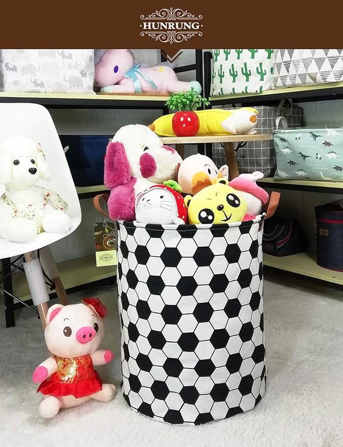 HUNRUNG Laundry Hamper,Large Canvas Fabric Lightweight Storage Basket Toy Organizer Dirty Clothes Collapsible Waterproof for 