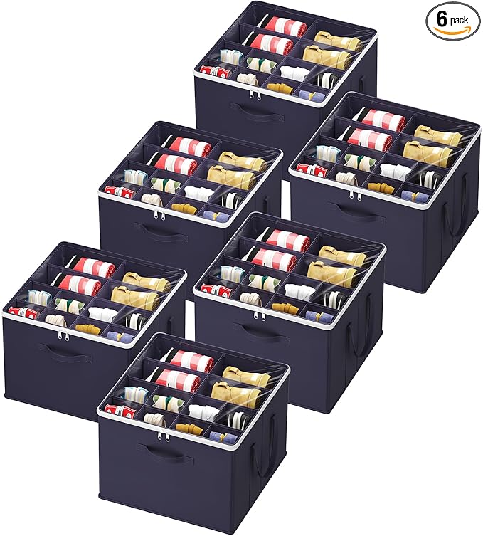 Lifewit 6 Pack Shoe Storage Organizer for Closet, Large Shoe Box Storage Containers with Clear Cover, Foldable Storage Bins F
