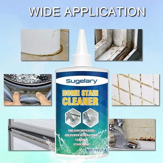 Sugelary Mold Stain Cleaner Gel, 10 fl oz Multi Home Stain Cleaning Gel for Washing Machine Seals, Fridge Gaskets, Tile Grout