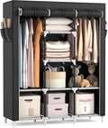 VTRIN Portable Closet, Large Capacity Portable Wardrobe with 2 Hanging Rods and 8 Storage Shelves, Sturdy Free Standing Close