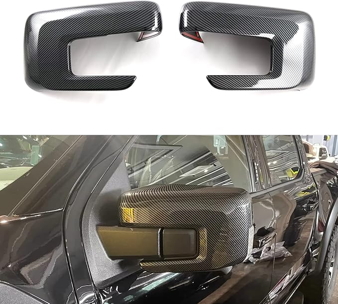 Keptrim for F150 Rearview Side Mirror Cover Trim for Ford F150 2021 2022 2023 2024 2025, ABS Carbon fiber, 2pcs