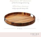 Twine Lazy Susan 20 inch Wooden Serving Board, Countertop Lazy Susan for Kitchen Decor, Turntables for Kitchen Countertop Dec