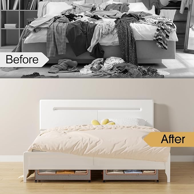 Yecaye Under Bed Storage with Wheels, 4 Pack Under the Bed Storage Containers with Lids & Label, XXL 60L Rolling Underbed Sto
