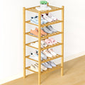 Smiry Bamboo Shoe Rack for Closet, 6 Tier Small Wooden Stackable Shoe Organizer, Free Standing Shoes Storage Shelf for Entryw