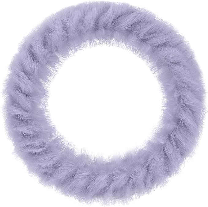 Fuzzy Winter Steering Wheel Covers for Women, Warm Cute Fluffy Car Wheel Cover for F150, Truck, Jeep, Van, Soft Furry Auto Plush Large Car Handle Cover for Cold Weather, 15.2-16in, Purple