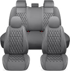 NS YOLO Leather Car Seat Covers,Universal Fit for Most Cars,SUVs and Sedans,Waterproof Luxury Leatherette Cushions, 5 Seats P