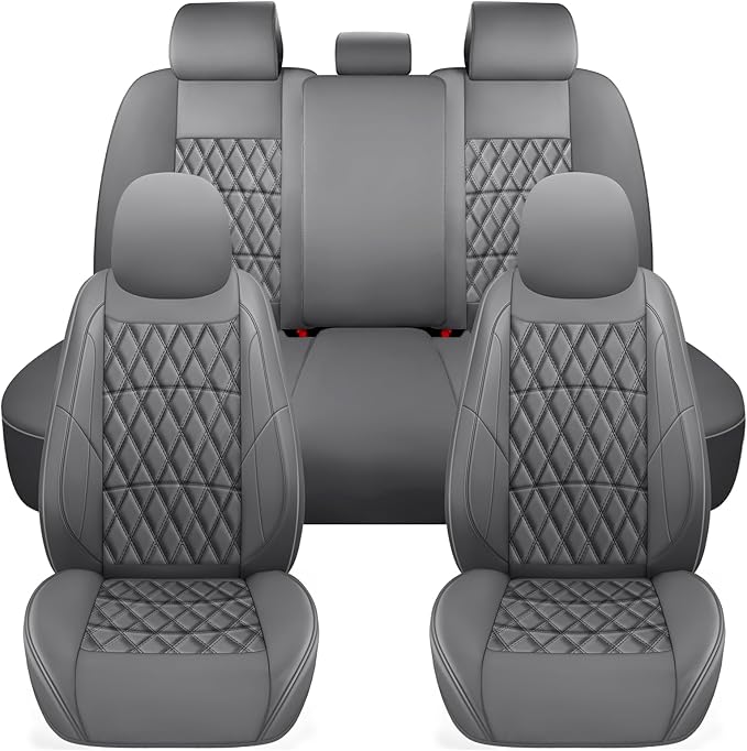 NS YOLO Leather Car Seat Covers,Universal Fit for Most Cars,SUVs and Sedans,Waterproof Luxury Leatherette Cushions, 5 Seats P