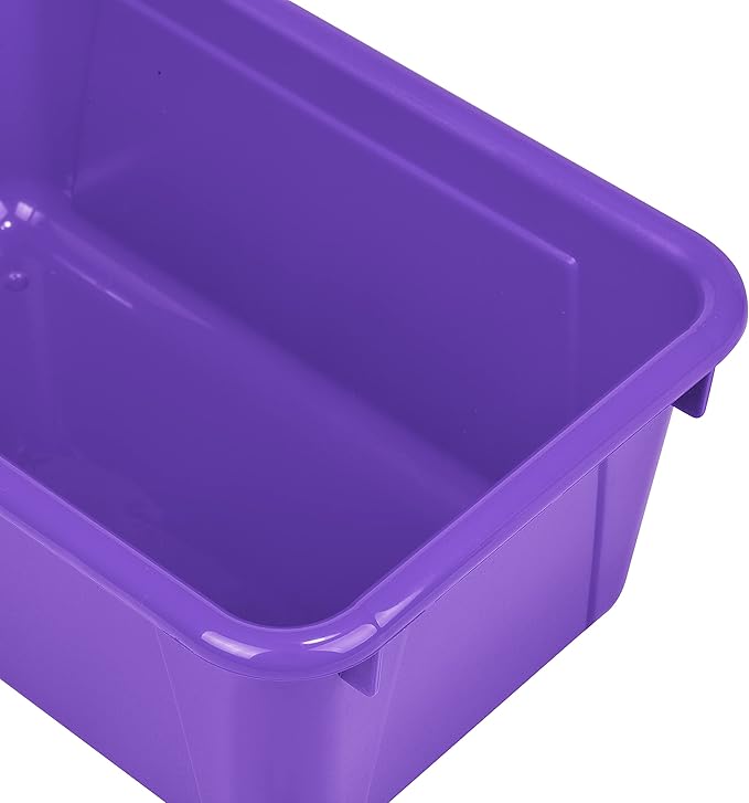 Storex Small Cubby Bins – Plastic Storage Containers for Classroom, 12.2 x 7.8 x 5.1 inches, Purple, 5-Pack (62419U05C)