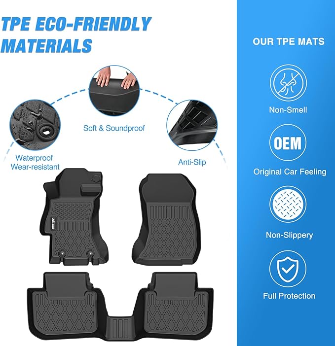Nilight TPE Floor Mats for Subaru Crosstrek XV Crosstrek 2013 2014 2015 2016 2017, All Weather Custom Fit Heavy Duty Floor Liners