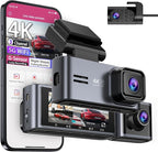 OMBAR Dash Cam 5G WiFi GPS, 3 Channel Dash Cam Front and Rear Inside 2K+1080P+1080P, 3.18" LCD Screen, 64GB Card Included, Du