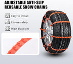 12 PCS Adjustable Anti-Slip，Reusable Snow Chains Fit for Most Car，SUV，Pickup Trucks Car for Snow Ice Sand Mud Road Mountain R