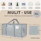 12 Pack-Extra Large Heavy Duty Moving Bags - Waterproof Storage Totes with Handles & Zippers, Foldable for College Dorm, Stor