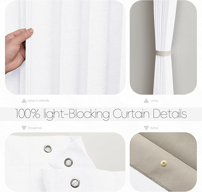 Jilron Accordian Door Curtain, 100% Blackout Folding Magnetic Doorway Curtains,Linen Style Closet Doors,for Room Divider,Priv