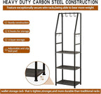 3-Tier Purse Stand Handbag Organizer, Tall Narrow Entryway Closet Bag Organizer, Wood Iron Storage Shelf, 4-in-1, with 8 Remo