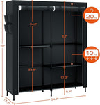 CASAMAYA Clothes Rack, Portable Closet, 54.7 Inch Large Capacity Wardrobe Closet with Cover, Clothes Storage Organizer with S