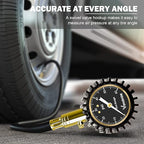 Vondior Tire Pressure Gauge with Tube (0-60 PSI), Air Pressure Gauge Certified ANSI Accurate with Large Easy to Read Glow Dial, Tire Pressure Gauge for Car Trucks Bicycle Tires