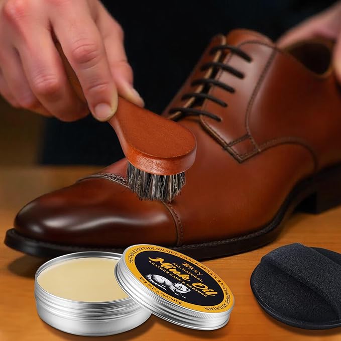 8 Pcs Mink Oil for Leather Shoes Boots 3.5 oz Leather Conditioner and Cleaner with Travel Bag Soften for Boots and Shoes Care
