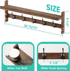AMBIRD Wall Hooks with Shelf 28.9inch Entryway Wall Hanging Shelf, Wood Coat Hooks, Coat Rack Wall Mount Rack with 5 Dual Hoo