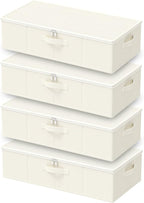 Under Bed Storage Bins, Closet Containers Organizers, Foldable Basket with Zippered, for Blankets, Clothes, Comforters, 4 Pac
