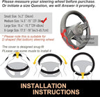 PINCTROT D Shaped Comfy Grip Steering Wheel Cover, Anti-Slip Design, Flat Bottom 14.5-15 Inch(Silicone Red)