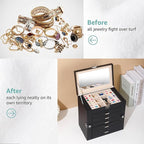 BOOVO Jewelry Box For women, 6 Layer Large Jewelry Organizer With Mirror, Multi-Function Storage Box With Lock, Accessory Hol