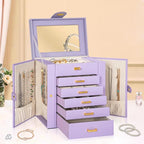 AKOZLIN Jewelry Box Organizer Functional Leather Jewelry Storage Case for Women Girls Ring Necklace Earring Bracelet Holder O