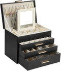 BOOVO Jewelry Boxes for Women, 5 Layer Jewelry Organizer with Necklace Hanger and Drawers, Large Jewelry Box for Earrings, Ne