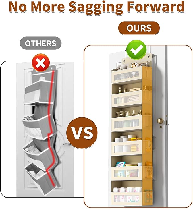 Over The Door Organizer with 6 Large Pockets, Over the Door Storage 12 Side Pockets, Hanging Door Organzier 44 lb Load Behind