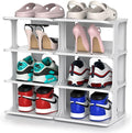 ZOINLIY Stackable Shoe Organizer for Closet, Small Shoe Rack for Entryway, Bedroom, Dorm Rooms, Free Standing Shoe Shelf, Pla
