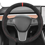 MEWANT DIY Stitching Steering Wheel Cover Wrap for Tesla Model 3 Highland 2023-2025/Model Y 2025 Highland for Tesla Model 3/Model Y Accessories(3D Style)
