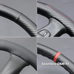 MEWANT Hand Stitch Steering Wheel Cover for 2003-2006 Chevy Silverado 1500 2500 3500 2007 Silverado Classic 2002-2009 Trailblazer Matte PU Carbon Fiber Microfiber Leather Steering Wheel Wrap