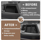 Muslogy Center Console Organizer Compatible with 2023-2025 2026 Chevy Colorado/GMC Canyon Accessories, Interior Storage Box Coin Container Armrest Secondary Tray Fit with OEM Tray (Black)