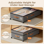 Under Bed Storage with Wheels, Large Capacity UnderBed Containers with Clear Lids, Shoe Organizer Under Bed Drawers, Rolling 