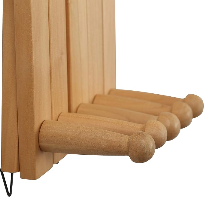 WEBI Accordion Wall Hanger,Expandable Wooden Coat Rack Wall Mounted,Accordion Hat Rack for Wall Rack for Hats,Caps,16 Peg Hoo