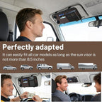Car Visor Organizer,Premium Leather with a Hidden Zip Pocket, Sunglasses Organizer,3 Card Slots and a Stretch Mesh Pocket,Easy Installation,Compatible with Car Accessories for Vehicle, SUV, Truck