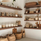 Sliner 8 Pcs 16'' Floating Shelves for Wall with Invisible Brackets, Rustic Wood Deep Wall Mounted Shelves for Home Decor, St