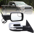 Right Passenger Side Mirror Fits 2019 2020 2021 2022 2023 2024 2025 2026 Ram 1500 With Power Folding Power Glass Heated Turn Signal Puddle Light Blind Spot Chrome Replace#68276502AH(9+2Pins)