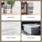 IRIS USA File Box, Plastic File Organizer with Lids for Letter/Legal File, Portable Document Box For Moving, Storage Bin with