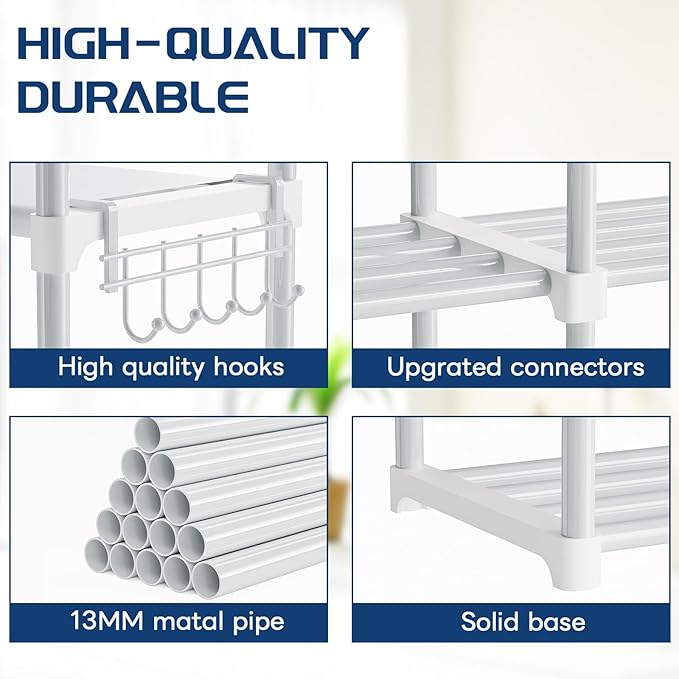 Mavivegue 9 Tiers Shoe Rack Tall Shoe Organizer Shoe Storage 50-55 Pairs Vertical Shoe Shelf Large Shoe Rack Organizer Stacka