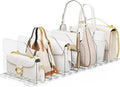 Bag & Purse Organizer for Closet, 2 Sets Adjustable Clear Handbag Storage Shelf, Plastic Clutch Dividers for Closet Organizer