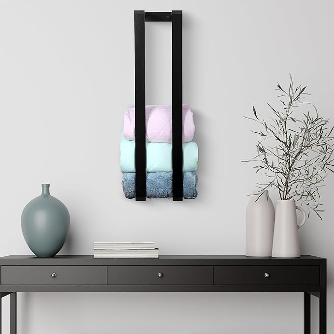 RELODECOR Blanket Wall Rack – Floating Shelf for Living Room & Bedroom, Rustic Wall-Mounted Blanket Holder, Bedding & Towel O