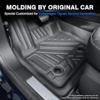 KUST All Weather Floor Mats for 2018-2024 Volkswagen Tiguan, Custom Fit Floor Liners for VW Tiguan Accessories 1st & 2nd Row High Edge Non-Slip