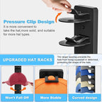 Eiito Hat Organizer for Baseball Caps, 2 Pack Strong Adhesive Hat Rack for Wall, Multilayer Hat Storage Display Holder, Wall 