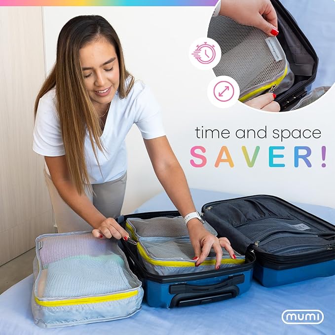 MUMI Packing Cubes - 5 Compression Packing Cubes for Travel, Luggage Organizer Bags for Suitcases, Carry-On, Duffle or Backpa
