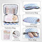 U+U 10 Set Compression Packing Cubes - Ultralight Travel Organizers with Laundry Bag and Cosmetic Bag, Space-Saving Suitcase 