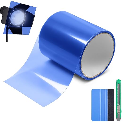 Lypumso Color Transform Light Filters, DIY Self Adhesive Car Light Tint Repair Tape for Headlight Fog Tail Lights, Transparent Outdoor Lights Window Home Decor Vinyl Wrap Film (Blue, 4in x 20ft)