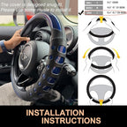 PINCTROT Large Size Race Grip Steering Wheel Cover, Anti Slip Silicone Perforated Design with Soft Touch Padding, Enhanced Grip for Sporty Driving 15.5-15.75 Inch (Racing Blue)