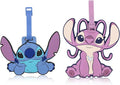 Disney Stitch Luggage Tag 2 Piece Set | Stitch & Angel Kids Luggage Tags for Suitcases | 4.25" Travel Essentials Cruise Ship 