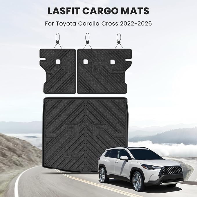LASFIT Cargo Mats for Toyota Corolla Cross 2022-2026(Fit AWD Not Fit FWD), Custom Fit All-Weather TPE Rubber Trunk Mat for Toyota Accessories, Waterproof, Easy to Clean, Black