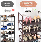 LANTEFUL 10 Tiers Tall Shoe Rack 20-25 Pairs Boots Organizer Storage Sturdy Narrow Shoe Shelf for Entryway, Closets with Hook